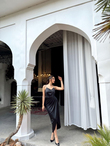 Sarah İp Askılı Saten Elbise 582593 SİYAH