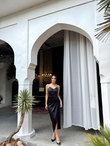 Sarah İp Askılı Saten Elbise 582593 SİYAH