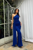 Sedef Kuyruk Detay Abiye 53667 SAKS MAVİSİ