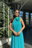 Sezen Gül Detay Şifon Abiye 9351 TURKUAZ