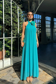 Sezen Gül Detay Şifon Abiye 9351 TURKUAZ