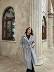 Sheila Kaşe Oversize Kaban 2985 AÇIK GRİ
