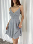 Simli Mini Elbise GRİ