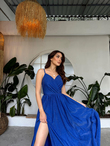Simli Yırtmaçlı Abiye 58863 SAKS MAVİSİ