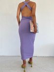 Sırt Çapraz Maxi Boy Elbise LİLA