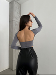 Sırt Dekolte Bluz SS114 GRİ