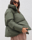 Sophia Çıtçıtlı Uzun Şişme Mont HAKİ YEŞİLİ
