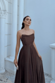 Straplez Degaje Yaka Şifon Abiye 1210