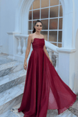 Straplez Degaje Yaka Şifon Abiye 1210