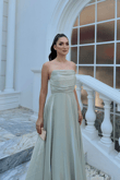 Straplez Degaje Yaka Şifon Abiye 1210