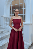 Straplez Degaje Yaka Şifon Abiye 1210