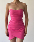 Straplez Mini Elbise PEMBE