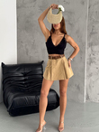 Tansel Gabardin Kemer Detay Şort Etek 8028 TABA