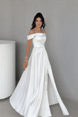 Taş Askı Detay Saten Abiye 6118