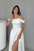 Taş Askı Detay Saten Abiye 6118