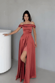 Taş Askı Detay Saten Abiye 6118