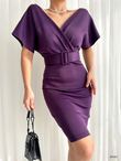 Thila Kemerli Kalem Elbise 581825 MÜRDÜM