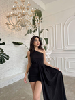 Times Tek Omuz Kuyruk Detay Elbise 582185 SİYAH