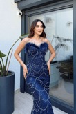Umay Straplez Otriş Detay Boncuk İşleme Abiye 1116