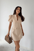 V Yaka Karpuz Kol Mini Elbise 9390