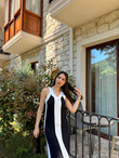 V Yaka Kolsuz Maxi Elbise 25896 SİYAH