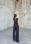 V Yaka Pliseli Tulum 3115 SİYAH
