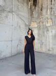V Yaka Pliseli Tulum 3115 SİYAH