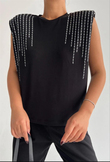 Vera Parlak Taşlı Bluz 2305 SİYAH