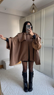 Veronica Düğmeli Panço Trençkot 2634 BEJ