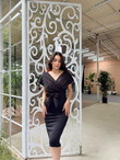Viola İnci Detay Kemerli Elbise 582167 SİYAH