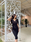Viola İnci Detay Kemerli Elbise 582167 SİYAH