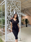 Viola İnci Detay Kemerli Elbise 582167 SİYAH
