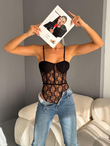 Woody Dantelli Ayarlanabilir Askılı Bodysuit 3534 SİYAH