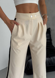Yanı Şeritli Palazo Pantolon 23166 TAŞ RENGİ