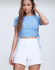 Yanları Büzgülü Bluz BEBE MAVİSİ