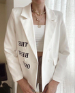Yazı Baskılı Blazer Ceket BEYAZ