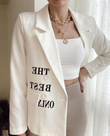 Yazı Baskılı Blazer Ceket BEYAZ