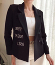 Yazı Baskılı Blazer Ceket SİYAH