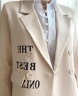 Yazı Baskılı Blazer Ceket TAŞ