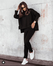 Yırtmaç Detaylı Şardonlu Sweat Pantolon Takım 36524 SİYAH