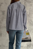 Zara Poplin Çizgili Gömlek 8030 LACİVERT