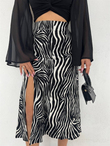 Zebra Süet Yırtmaçlı Etek ZEBRA