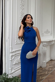 Zerda Gül Detay Tasarım Abiye 583176 SAKS MAVİSİ