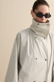 DİK YAKA OVERSIZE TRENÇKOT TAŞ