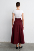 DUBLE DİKİŞLİ GABARDİN ETEK BORDO