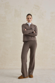 FİTİL DOKULU TRİKO PANTOLON KAHVERENGİ