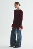 GLOWY FEATHER TRİKO KAZAK BORDO