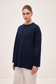 PAMUKLU UZUN T-SHIRT LACİVERT