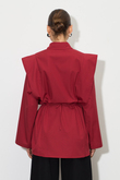Peplum Omuz Detaylı %100 Pamuk Gömlek Kırmızı