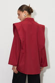 Peplum Omuz Detaylı %100 Pamuk Gömlek Kırmızı